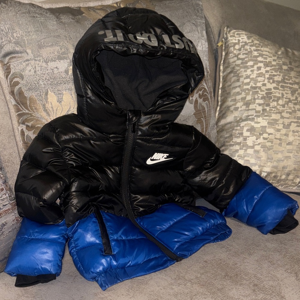 Nike Black and Blue Hooded Jacket